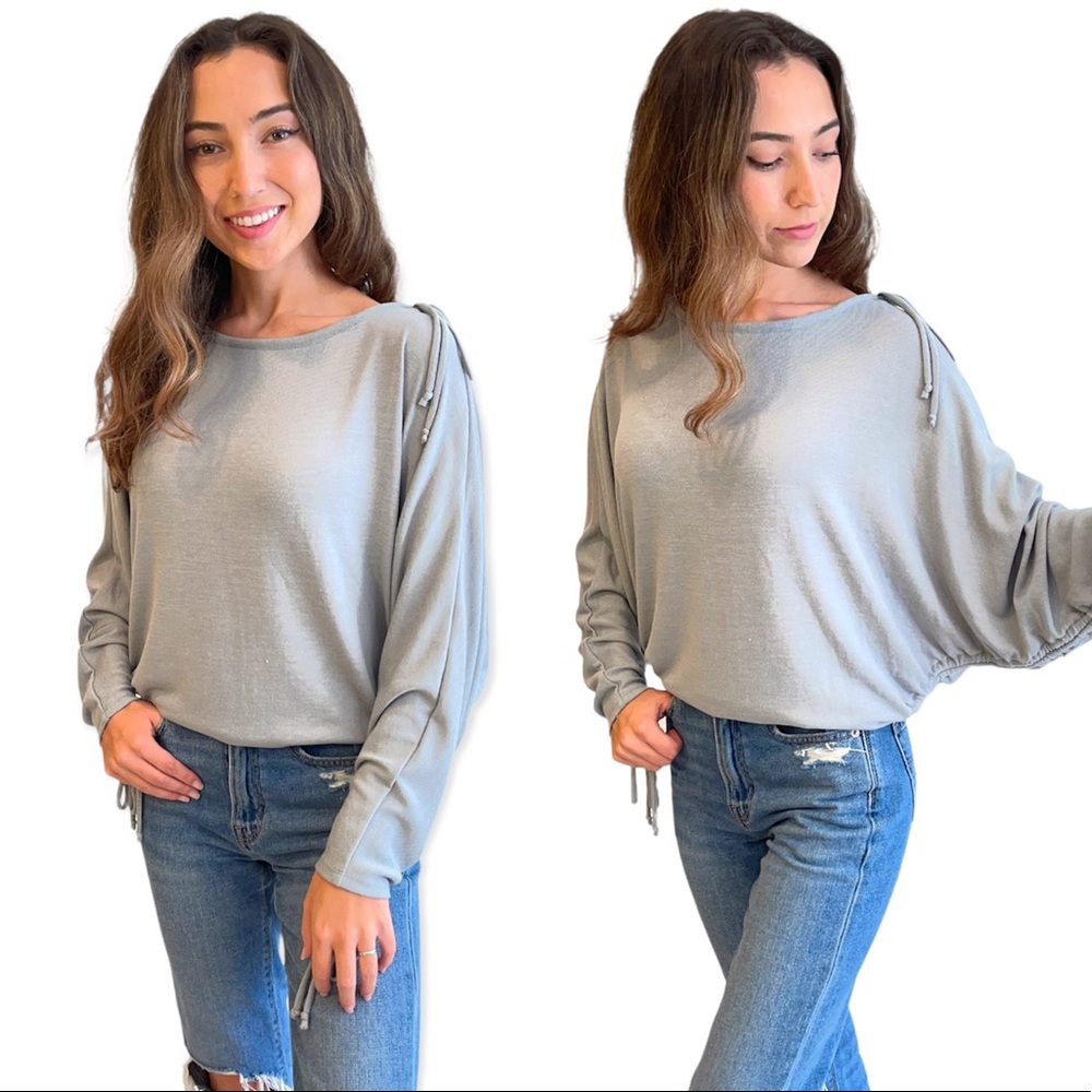 NWOT Slate Blue Bateau Neckline Sweater